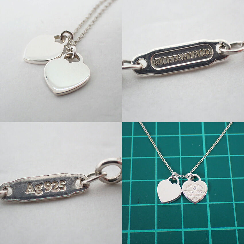 【中古】TIFFANY/ティファニー 925 リターントゥティファニー ダイヤ/1pc ダブルハート ペンダント/j332-10