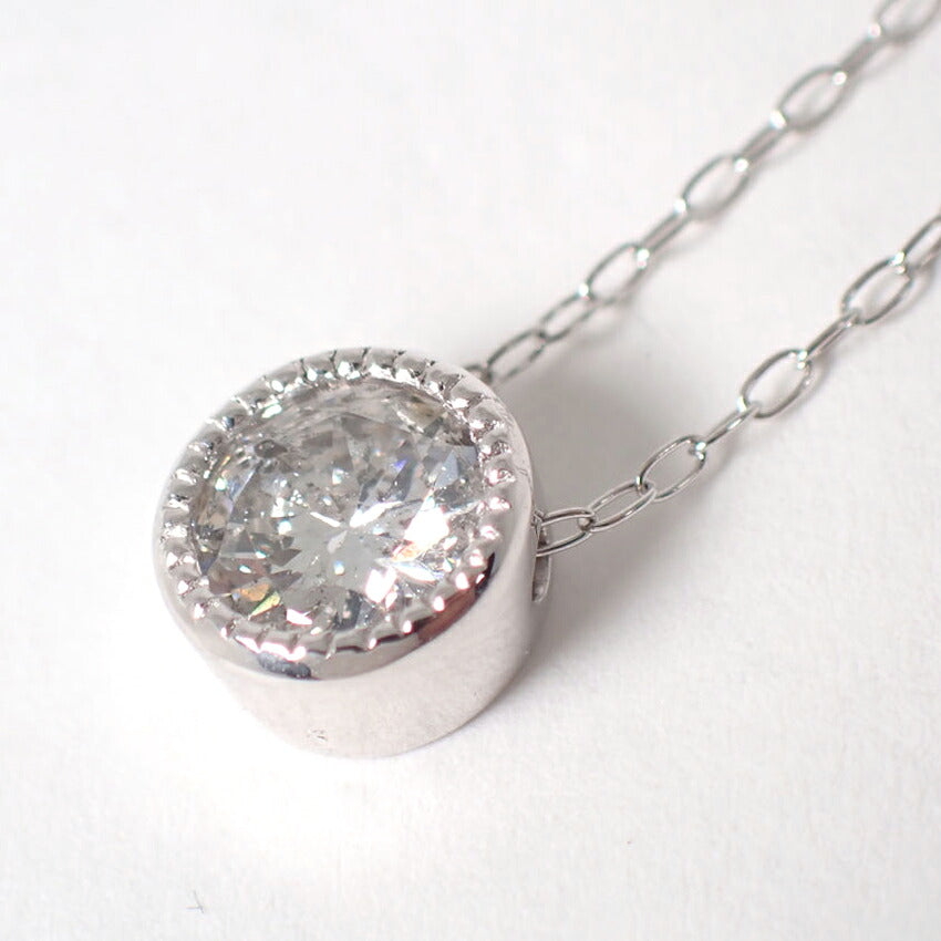 【新品】K18WG ダイヤモンド 0.50ct ペンダント/ネックレス/j332-8