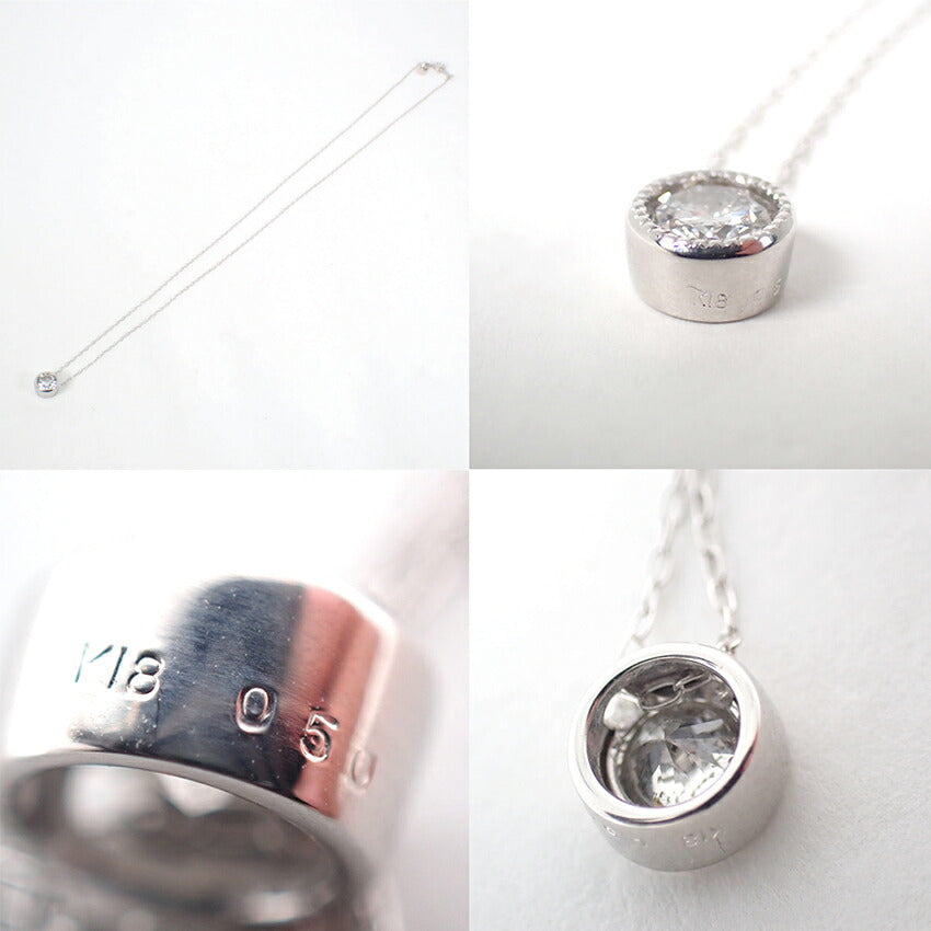 【新品】K18WG ダイヤモンド 0.50ct ペンダント/ネックレス/j332-8