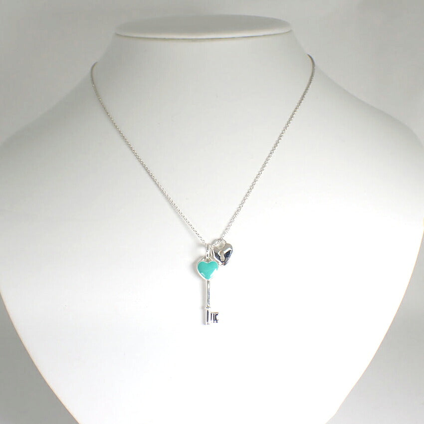 【中古】TIFFANY/ティファニー 925 ハートキー ブルー ペンダント/ネックレス/j333-7