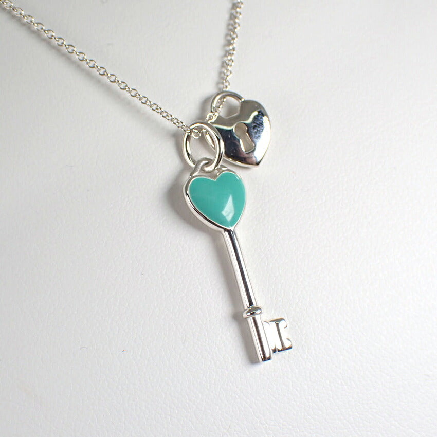 【中古】TIFFANY/ティファニー 925 ハートキー ブルー ペンダント/ネックレス/j333-7