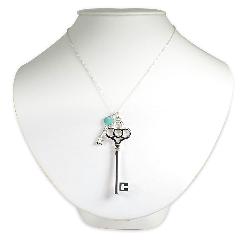 【中古】TIFFANY/ティファニー 925 キー ブルーハートキー ペンダント/ネックレス/j333-9