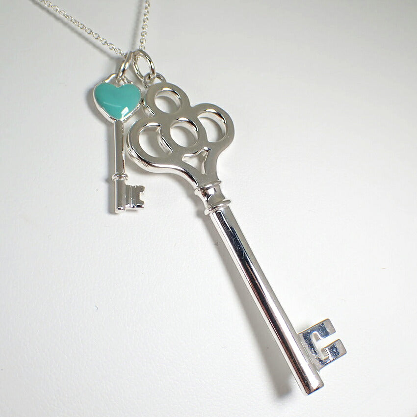 【中古】TIFFANY/ティファニー 925 キー ブルーハートキー ペンダント/ネックレス/j333-9