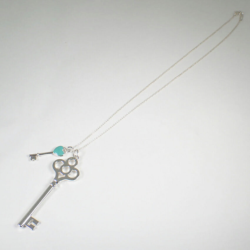 【中古】TIFFANY/ティファニー 925 キー ブルーハートキー ペンダント/ネックレス/j333-9