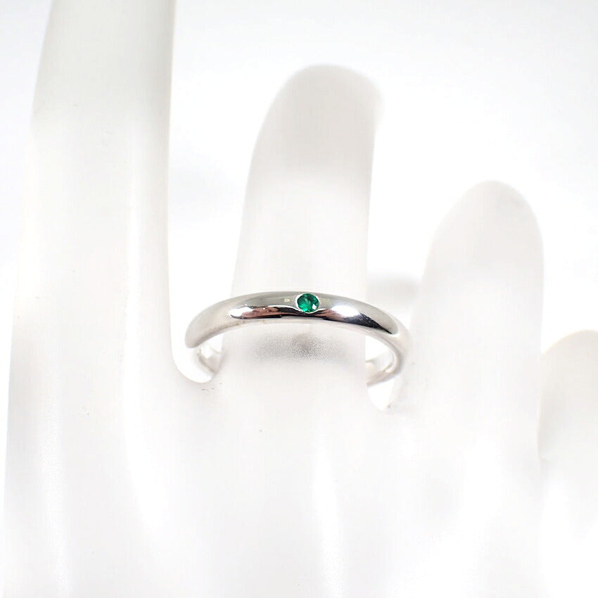 【中古】TIFFANY/ティファニー 925 エメラルド スタッキングバンド リング /10号/j334-4
