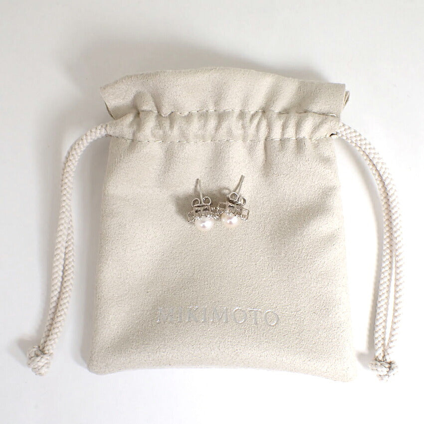 【中古】MIKIMOTO/ミキモト K18WG アコヤ真珠 ダイヤモンド ピアス /j334-6