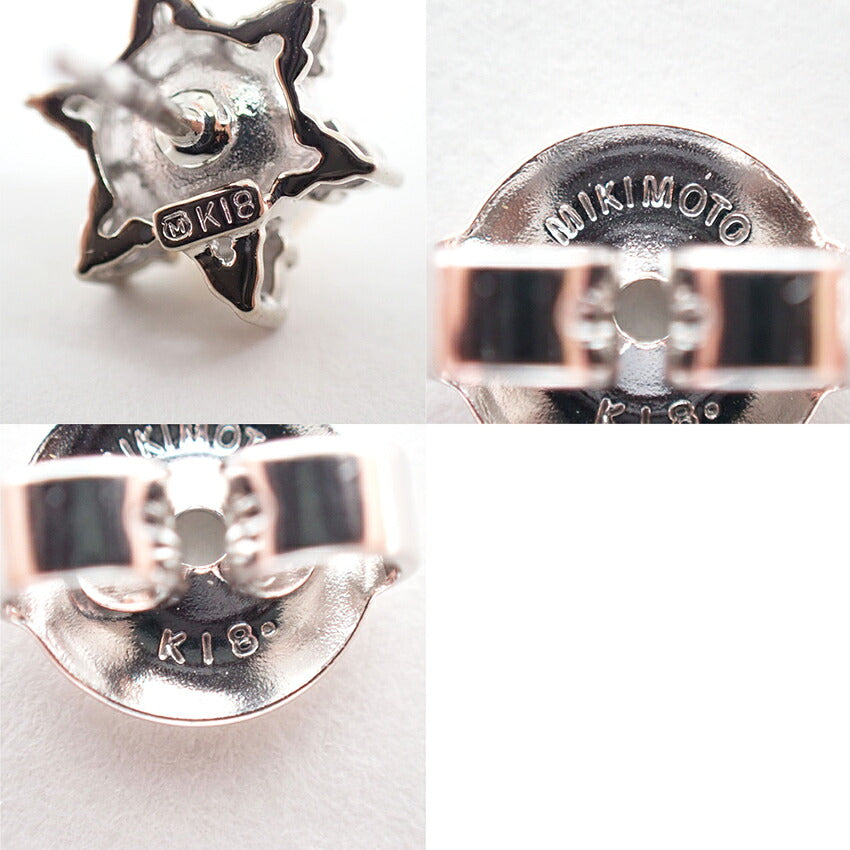 【中古】MIKIMOTO/ミキモト K18WG アコヤ真珠 ダイヤモンド ピアス /j334-6