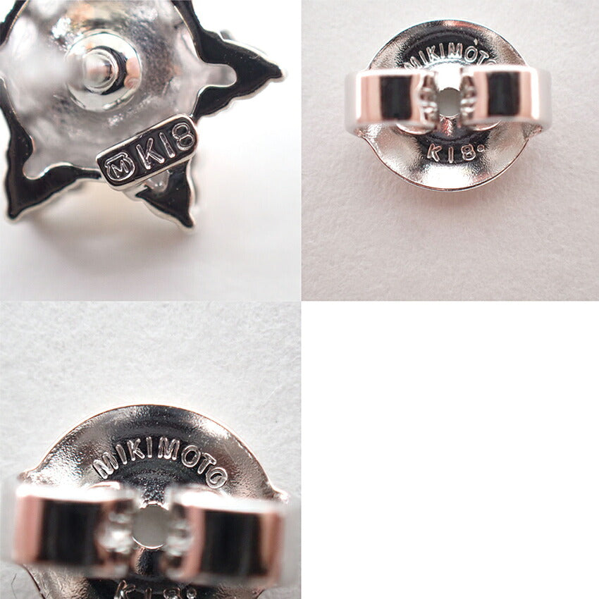 【中古】MIKIMOTO/ミキモト K18WG アコヤ真珠 ダイヤモンド ピアス /j334-6