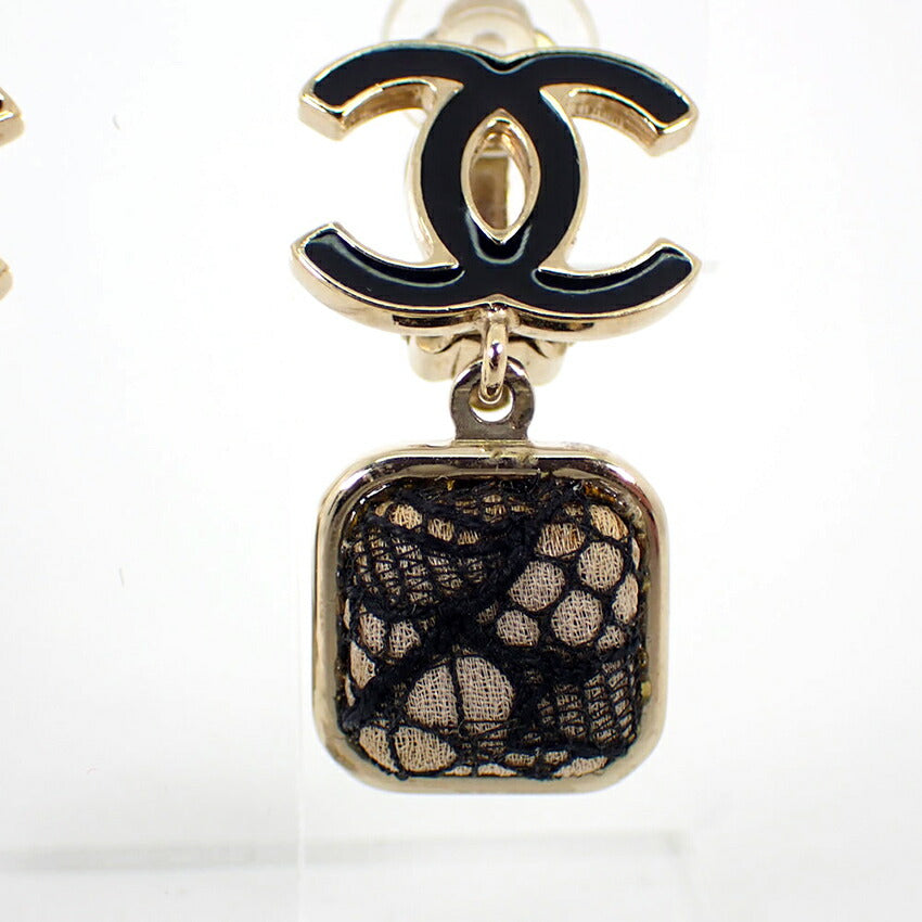 【中古】CHANEL/シャネル ココマーク レース イヤリング/j36-2