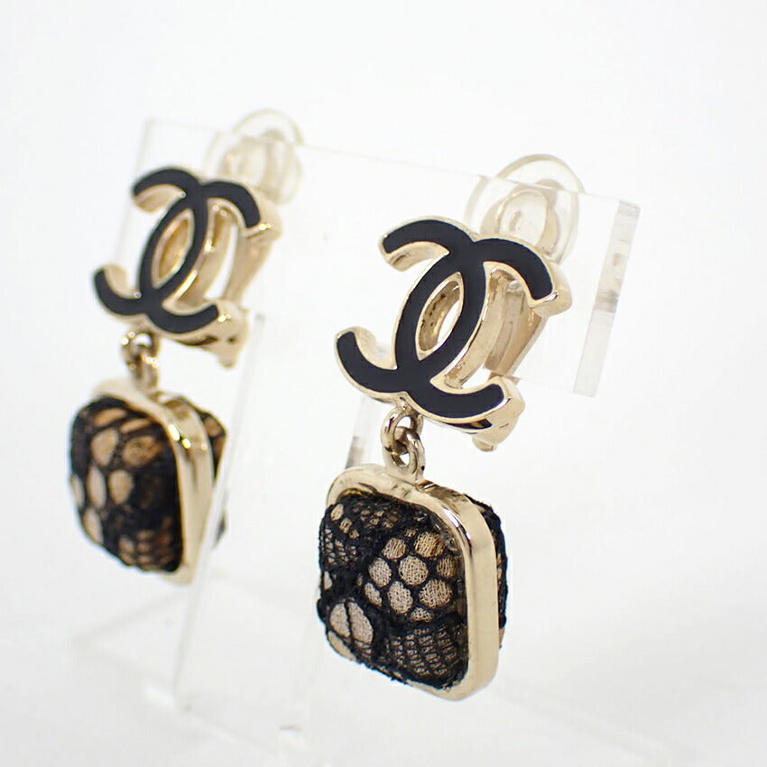【中古】CHANEL/シャネル ココマーク レース イヤリング/j36-2