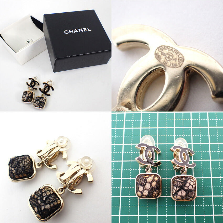 【中古】CHANEL/シャネル ココマーク レース イヤリング/j36-2