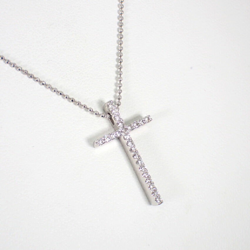 【中古】VENDOME/ヴァンドーム K18WG ダイヤモンド クロス ペンダント/j36-9