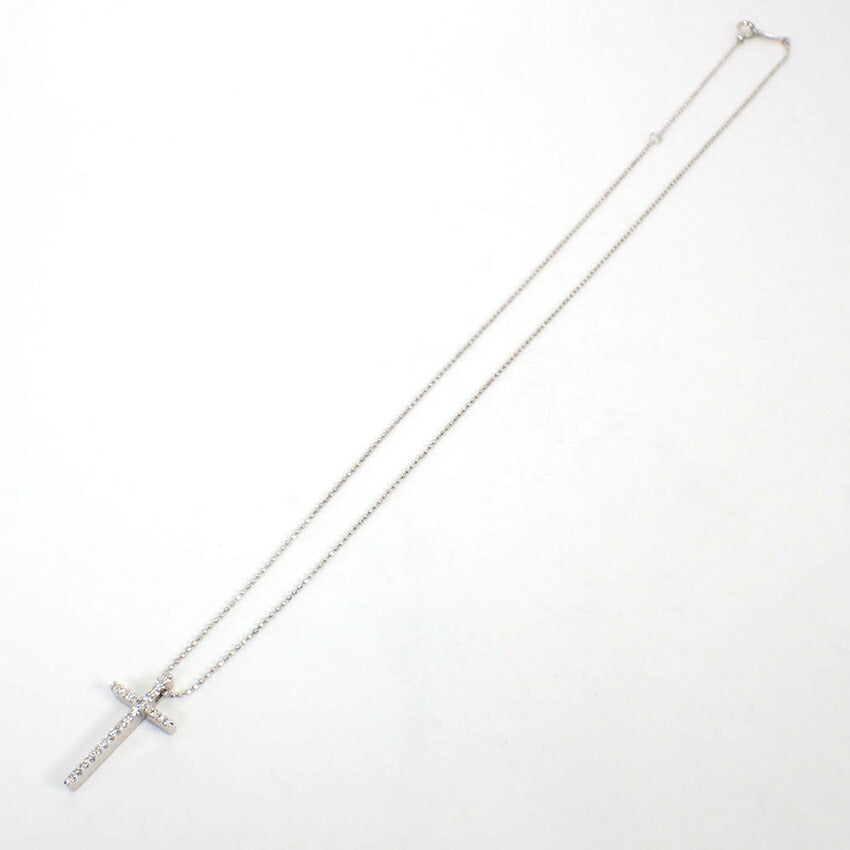 【中古】VENDOME/ヴァンドーム K18WG ダイヤモンド クロス ペンダント/j36-9