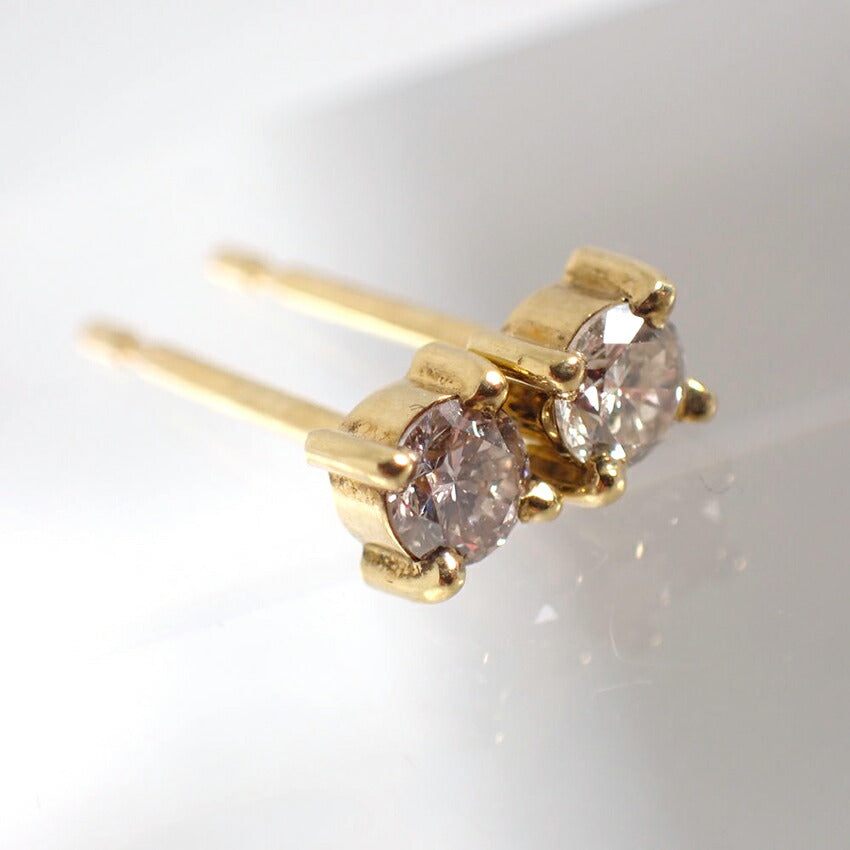【新品】K18YG/ダイヤモンド/一粒/ピアス/J49-5