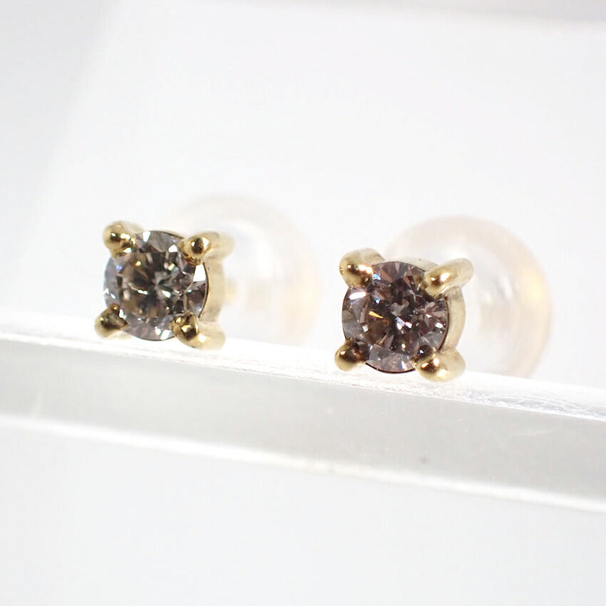 【新品】K18YG/ダイヤモンド/一粒/ピアス/J49-5