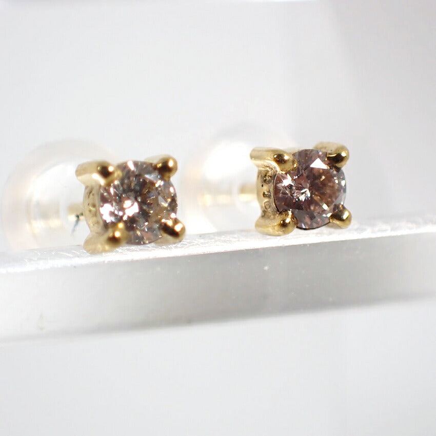 【新品】K18YG/ダイヤモンド/一粒/ピアス/J49-5