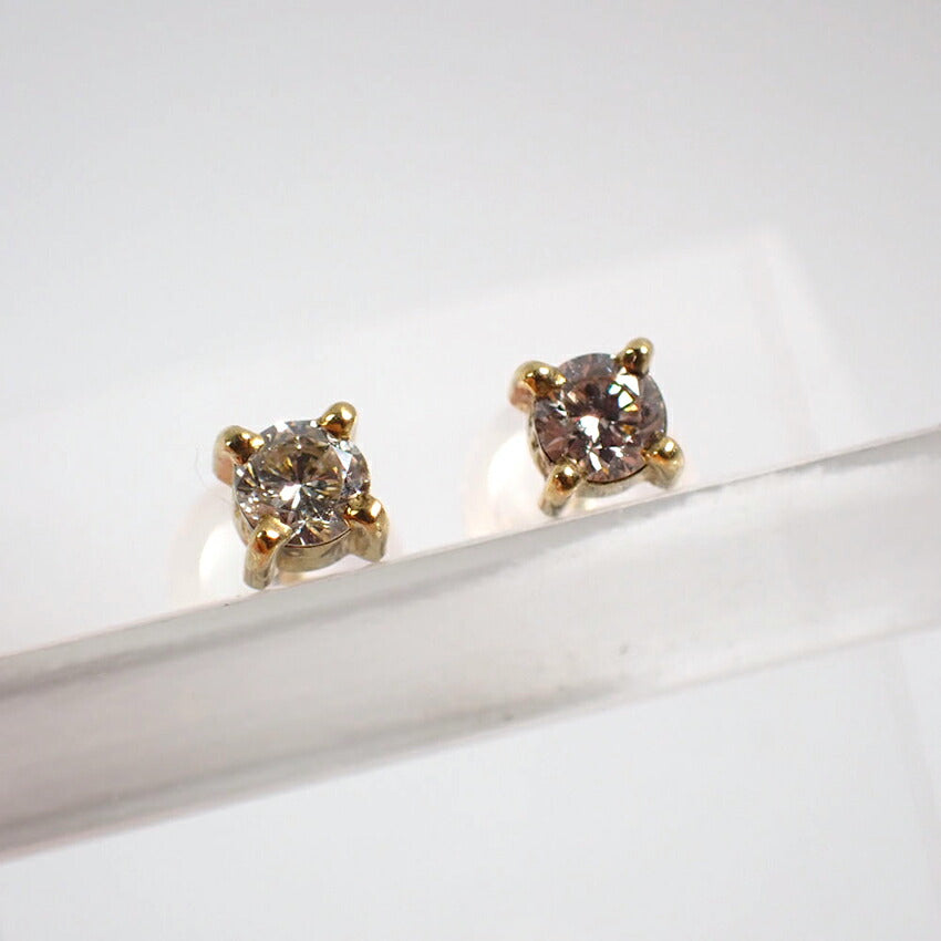 【新品】K18YG/ダイヤモンド/一粒/ピアス/J49-5