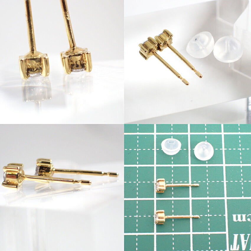 【新品】K18YG/ダイヤモンド/一粒/ピアス/J49-5