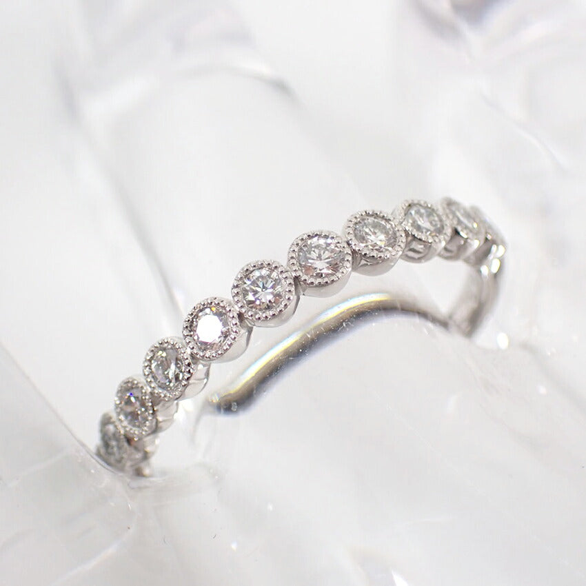 【中古】K.uno/Pt950/ダイヤモンド/ハーフエタニティリング/12号/j53-4