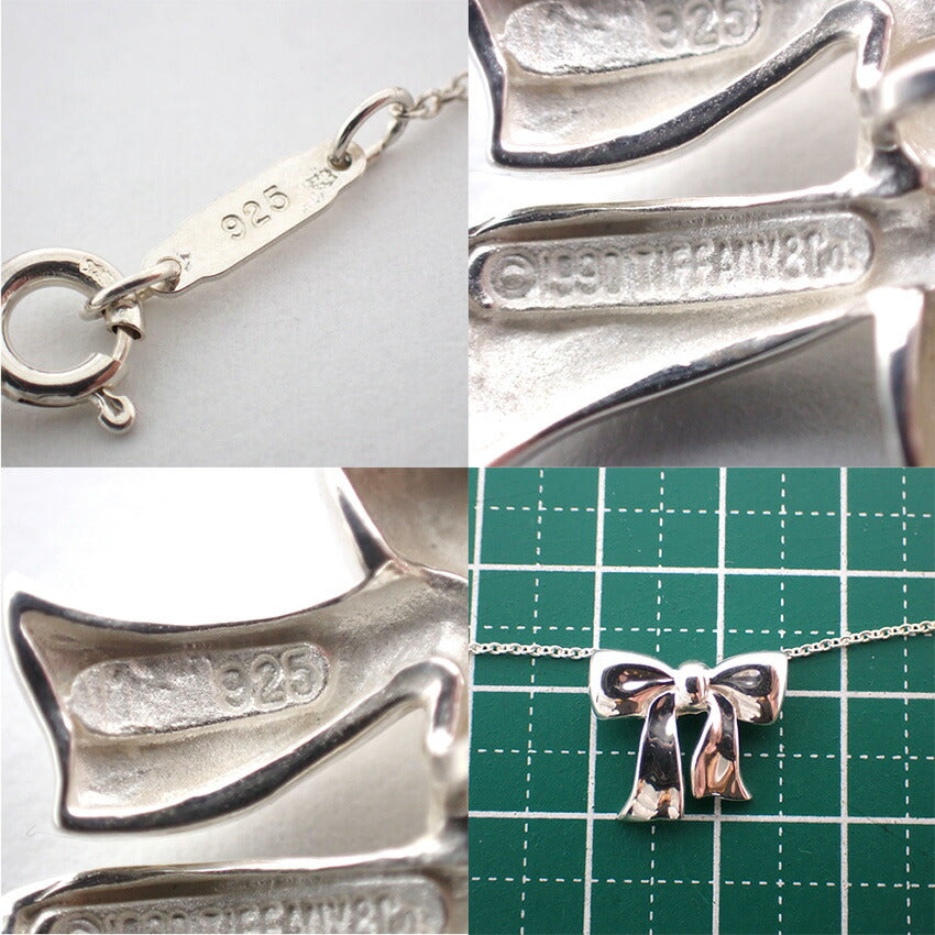 【中古】TIFFANY/ティファニー 925 リボン ペンダント/ネックレス/j53-8