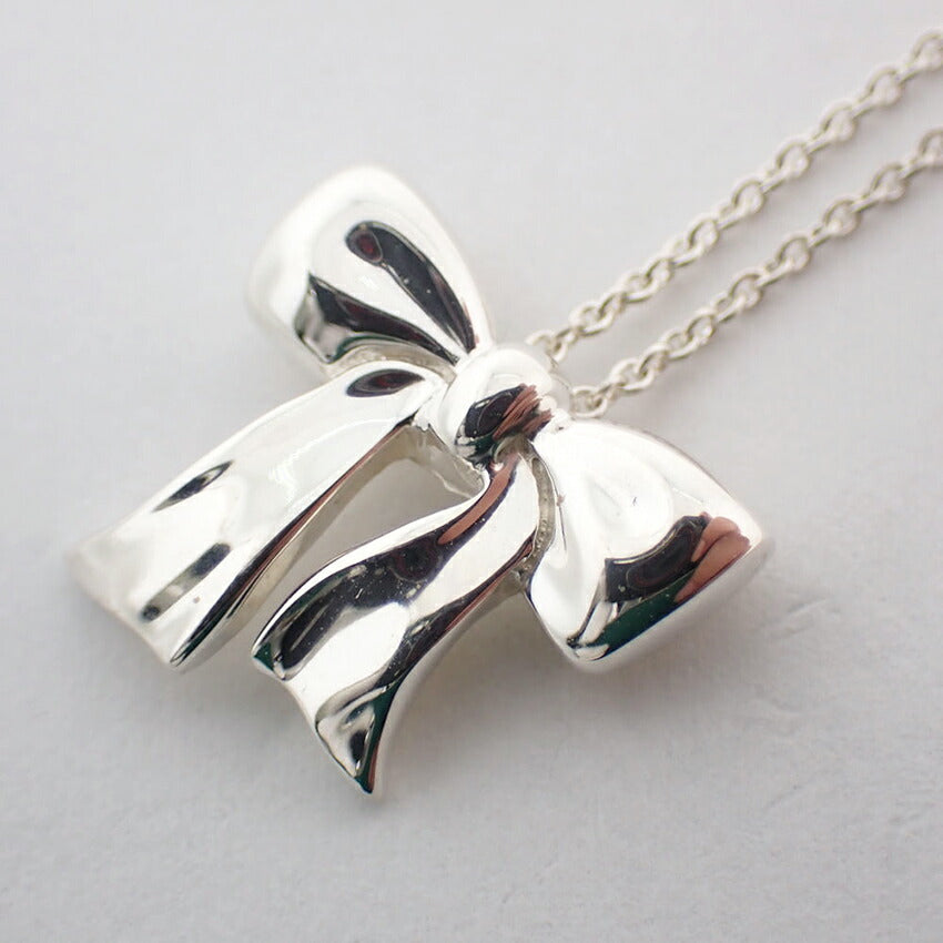 【中古】TIFFANY/ティファニー 925 リボン ペンダント/ネックレス/j53-8