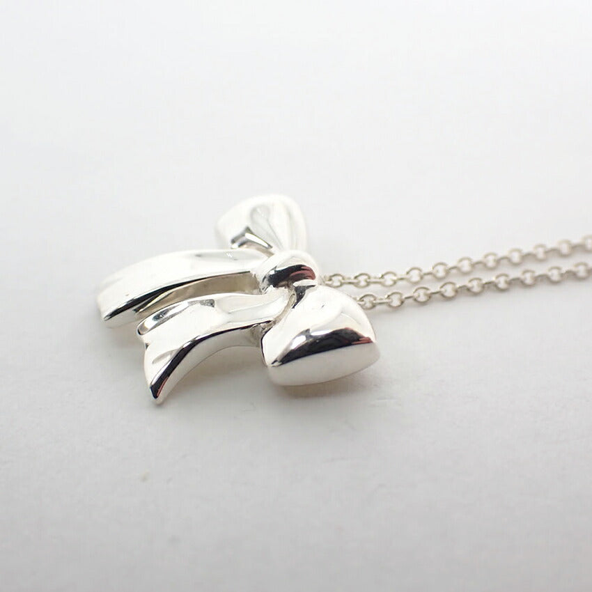 【中古】TIFFANY/ティファニー 925 リボン ペンダント/ネックレス/j53-8