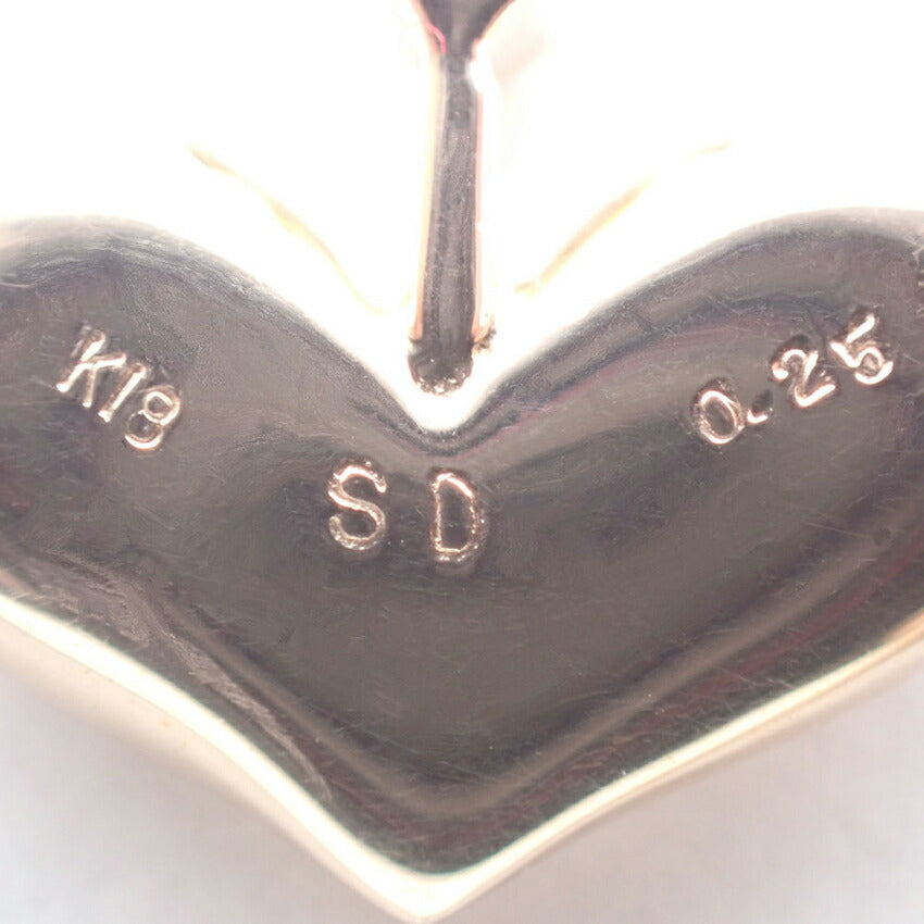 【中古】K18 ダイヤモンド ハートペンダントトップ/j55-40