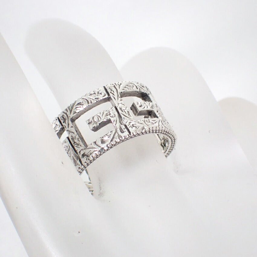 【中古】GUCCI/グッチ/SV925/アラベスク/スクエアG/ワイド/リング /12.5号/j56-4