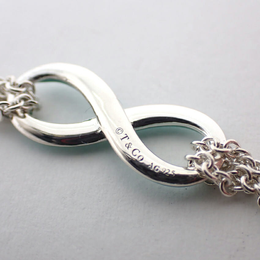 【中古】TIFFANY/ティファニー 925 インフィニティ ブルー ダブルチェーン ブレスレット/j63-10