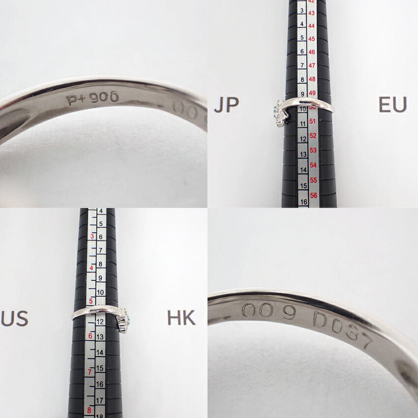 【中古】Pt900 パライバトルマリン ダイヤモンド リング/10号/j65-2