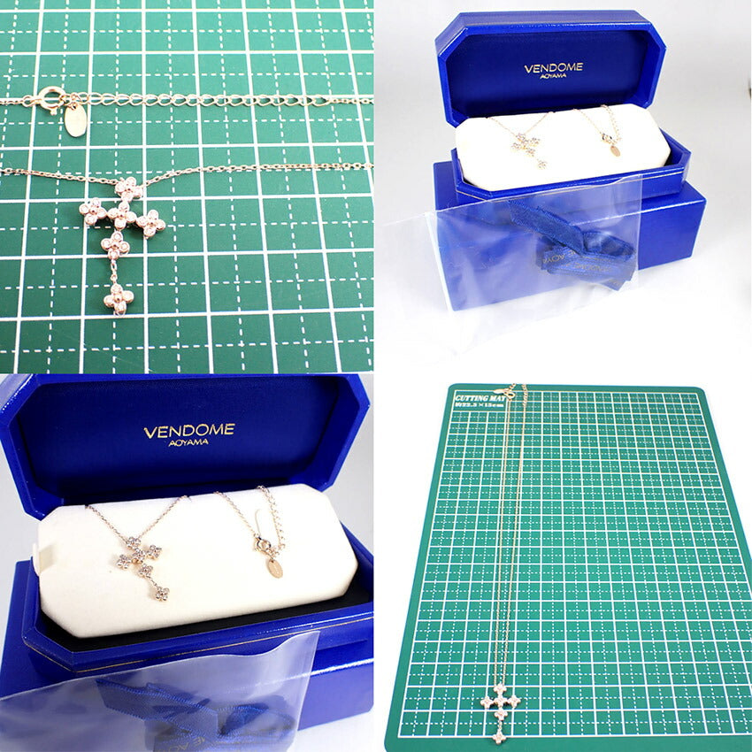 【中古】VENDOME/ヴァンドーム K18PG ダイヤモンド クロス ペンダント/j66-6