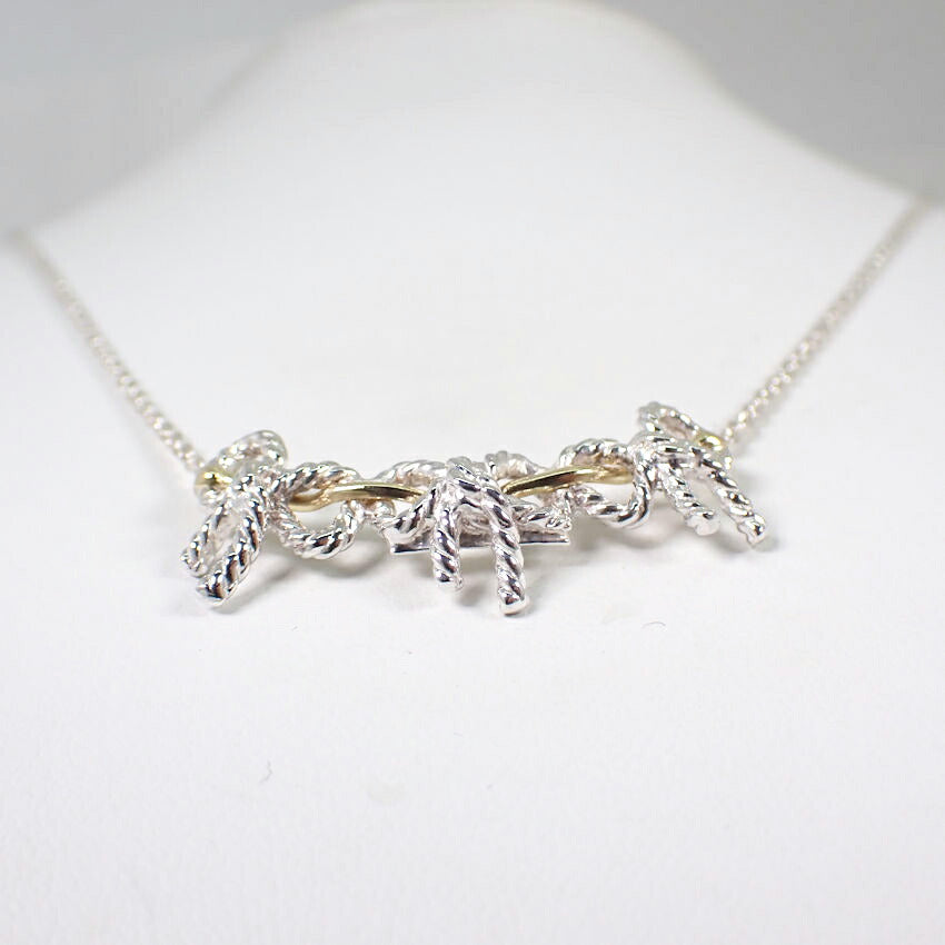 【中古】TIFFANY/ティファニー 925/750 ツイストリボン  ネックレス/j68-7