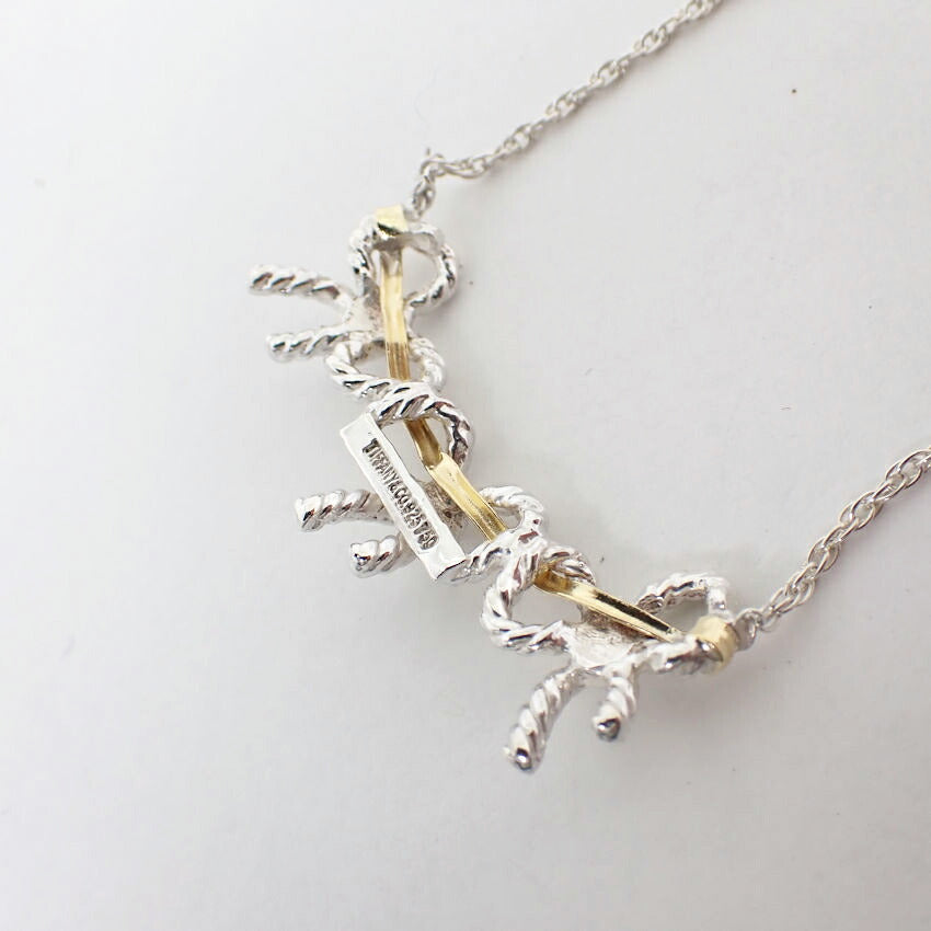 【中古】TIFFANY/ティファニー 925/750 ツイストリボン  ネックレス/j68-7