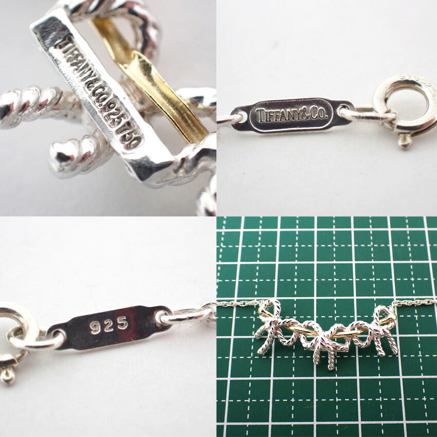 【中古】TIFFANY/ティファニー 925/750 ツイストリボン  ネックレス/j68-7