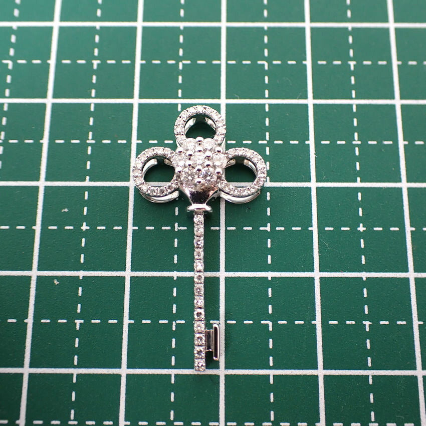 【中古】K10WG/ダイヤモンド/キー/ペンダント/j69-2