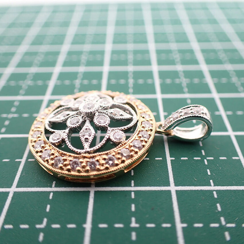 【中古】K18WG/K18PG ダイヤモンド/0.53ct ペンダントトップ/j71-9