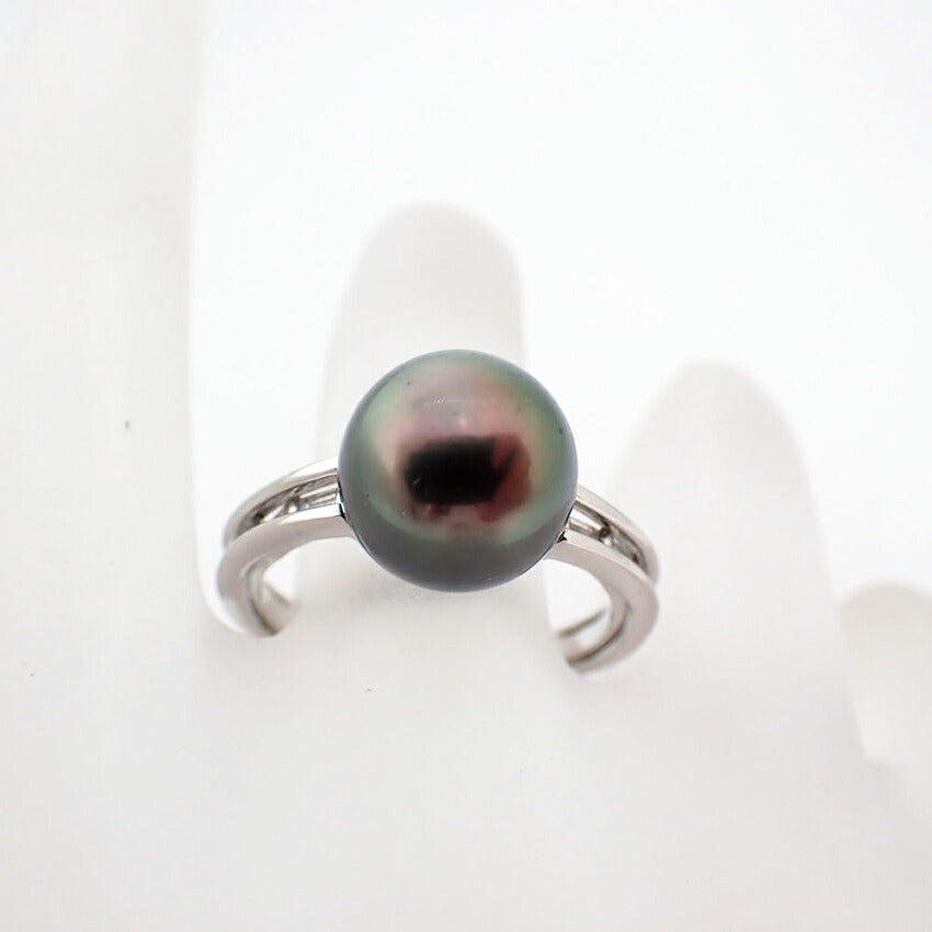 【中古】 Pt900 ブラックパール/ダイヤモンド リング /13号/j76-60