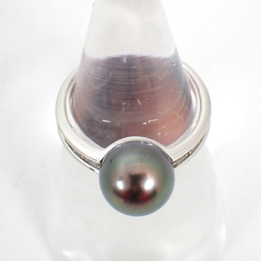 【中古】 Pt900 ブラックパール/ダイヤモンド リング /13号/j76-60