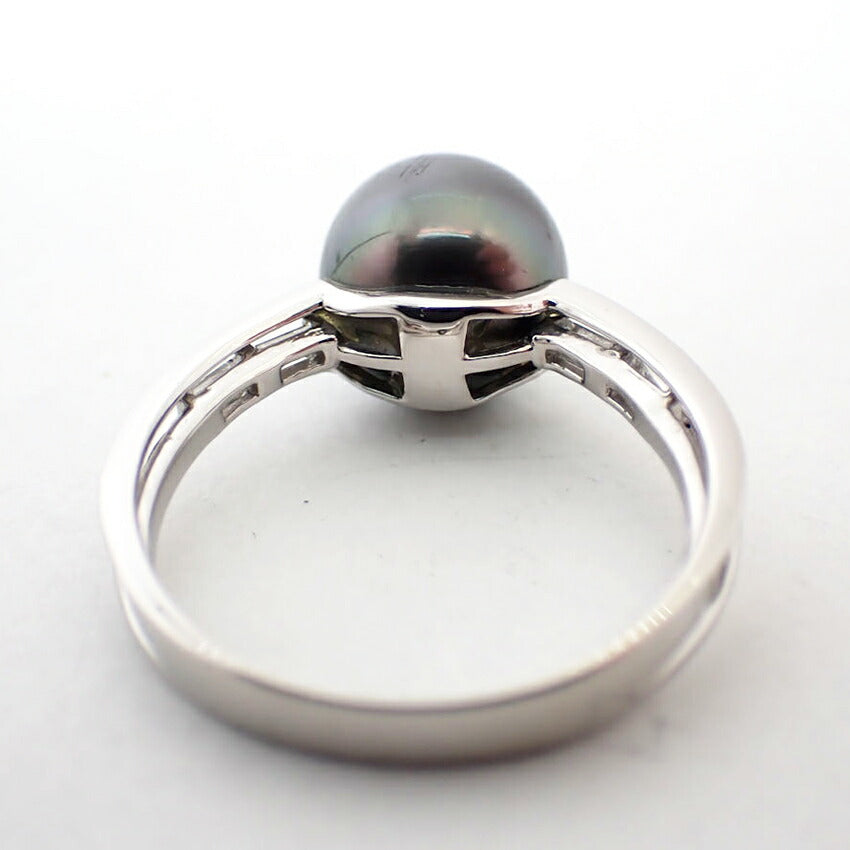 【中古】 Pt900 ブラックパール/ダイヤモンド リング /13号/j76-60