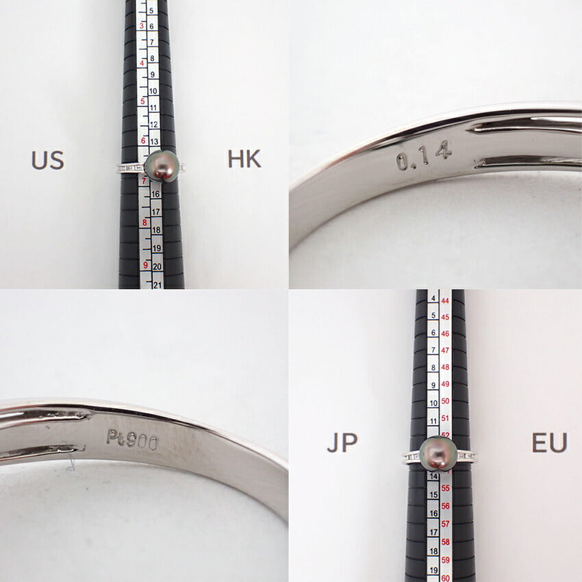 【中古】 Pt900 ブラックパール/ダイヤモンド リング /13号/j76-60