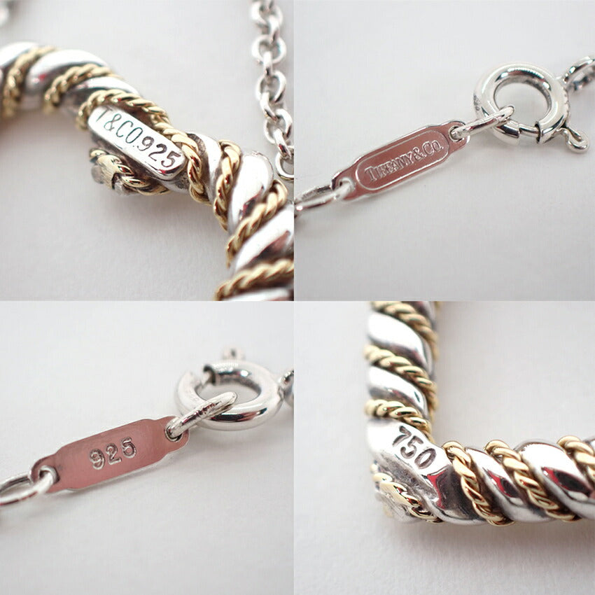 【中古】TIFFANY/ティファニー 925/750 ツイスト ハート  ネックレス/j81-5