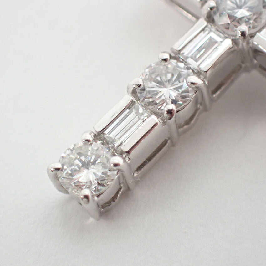 【中古】Pt900 ダイヤモンド クロスモチーフ  ペンダントトップ/j83-2