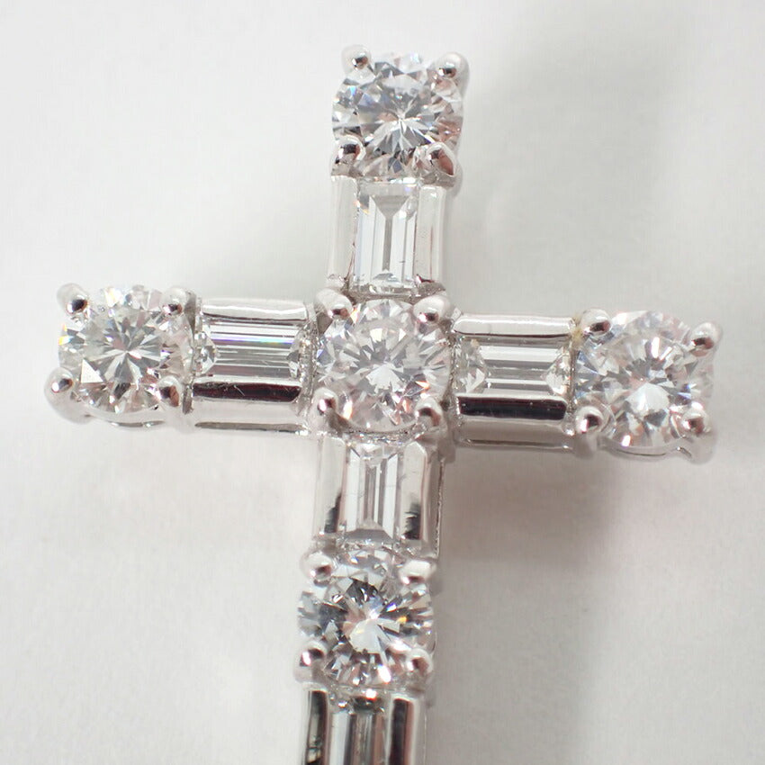 【中古】Pt900 ダイヤモンド クロスモチーフ  ペンダントトップ/j83-2