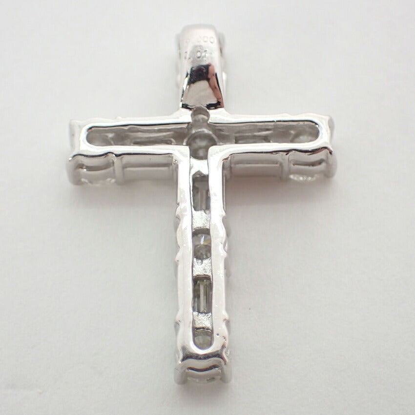 【中古】Pt900 ダイヤモンド クロスモチーフ  ペンダントトップ/j83-2