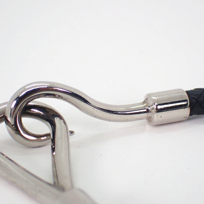【中古】HERMES/エルメス/黒革/網/フック/シルバー色金具/ブレスレット/バングル/j86-3
