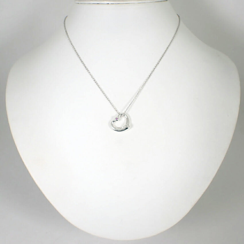 【中古】TIFFANY/ティファニー 925 ピンクサファイア オープンハート ペンダント/ネックレス/j88-10