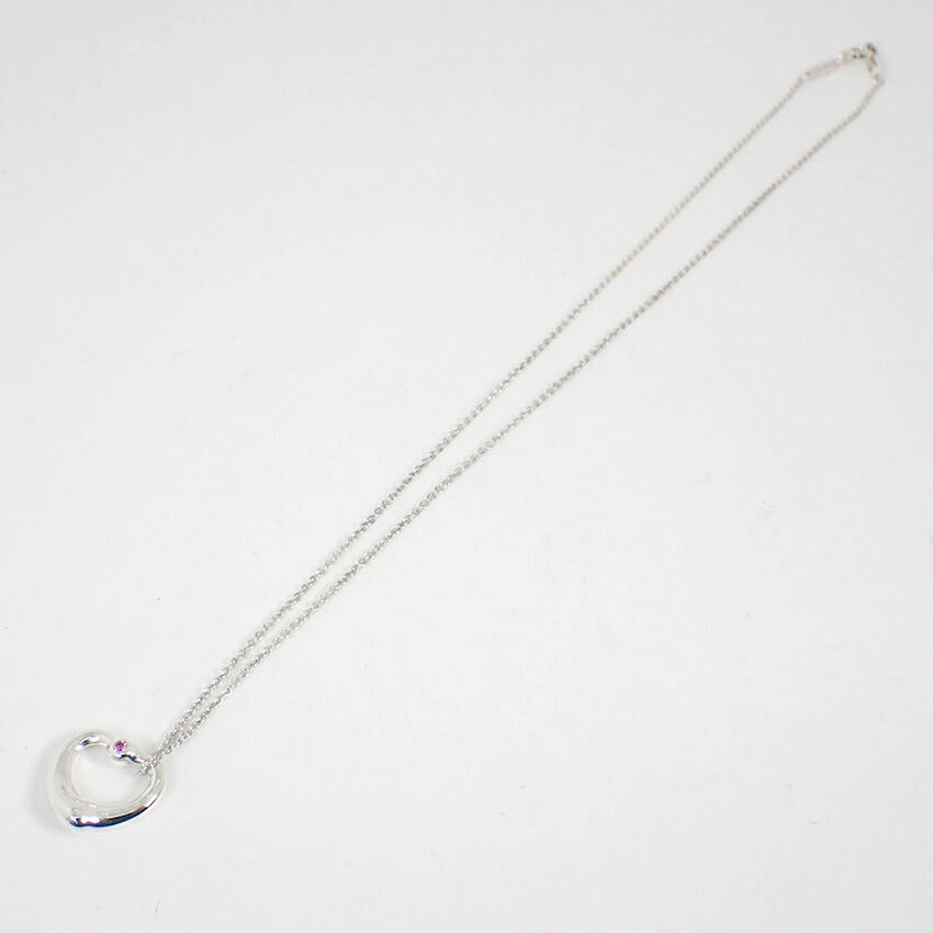 【中古】TIFFANY/ティファニー 925 ピンクサファイア オープンハート ペンダント/ネックレス/j88-10