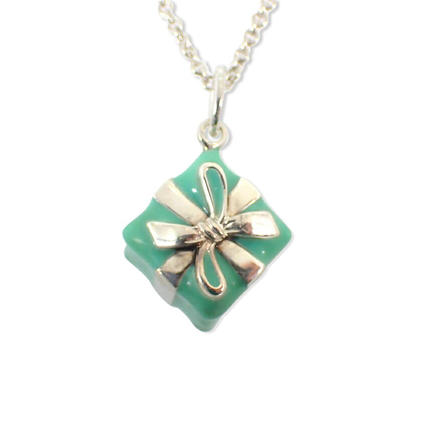 【中古】TIFFANY/ティファニー 925/ブルーエナメル BOX ペンダント/ネックレス/j88-3