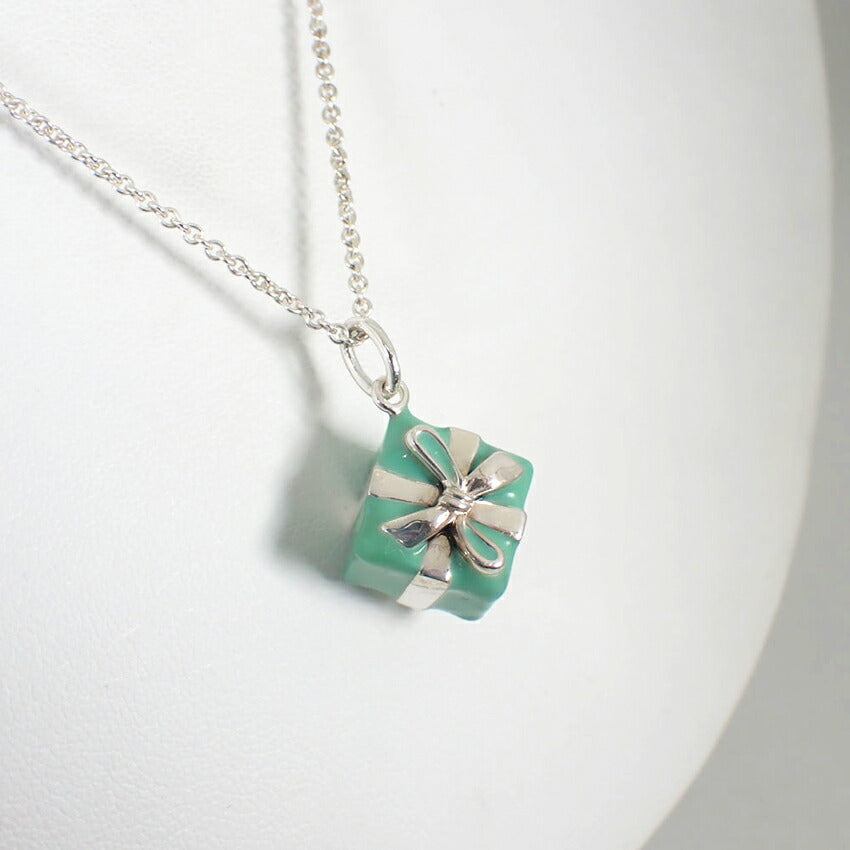 【中古】TIFFANY/ティファニー 925/ブルーエナメル BOX ペンダント/ネックレス/j88-3