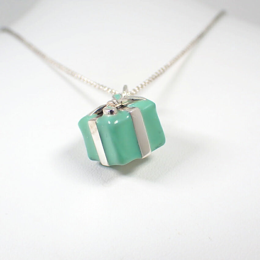 【中古】TIFFANY/ティファニー 925/ブルーエナメル BOX ペンダント/ネックレス/j88-3